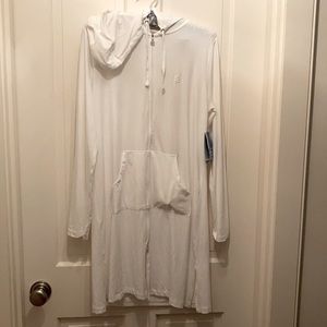 UPF 50 cover up. Long sleeved, full zip, w/hood